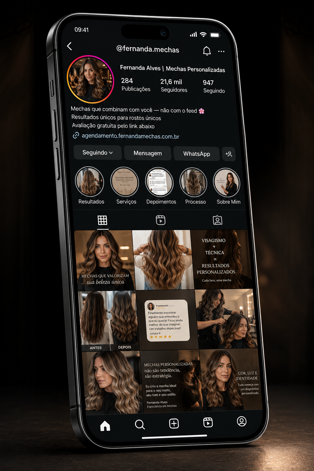 Exemplo de bio estruturada — Mechas